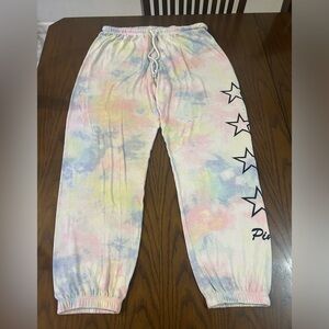 Victoria’s Secret Pink rainbow pastel tie dye soft pajama pants medium